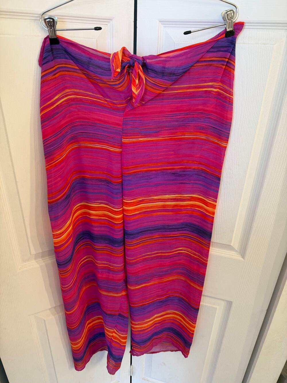 Kathy Ireland Women's XL Sheer Striped Tie-Front Beach Cover-Up Pants